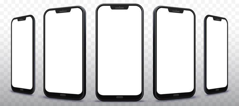 Mobile Phone From Different Angles with Transparent Background