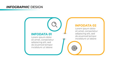 Business thin line infographic design template. Timeline with 2 options, box, circles, marketing icons, Vector illustration.