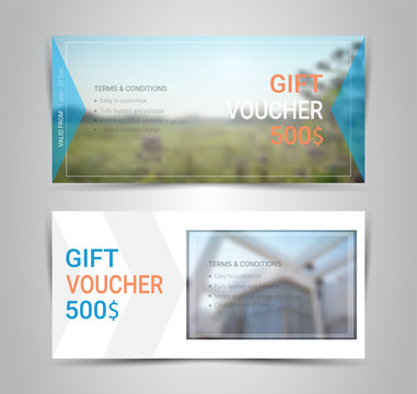 Gift certificates and vouchers, discount coupon or banner web template with blurred background gradient mesh for make an image of the products your company offers