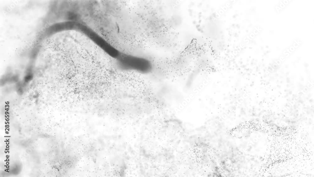 Poster 3d ink effect of advection, black particles float in liquid. black particles move in a stream of liq