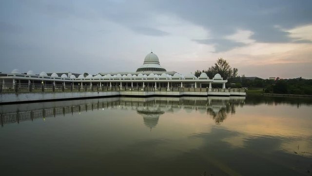 Time Lapse Of Majestic Annur Mosque During Dramatic Sunrise.4K.Prores