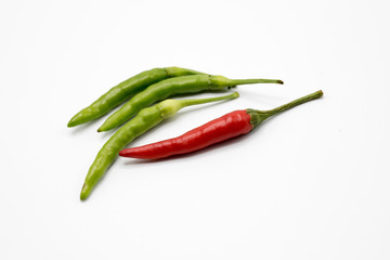 red chili peppers isolated on white background