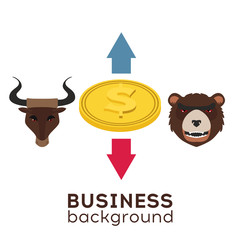 Stock market.  Players on Exchange. Bulls and bears traders on a stock market. Vector.