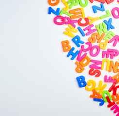 multicolored English alphabet letters on a white background