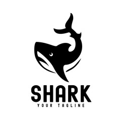Naklejka premium circle Jumping shark logo design inspiration