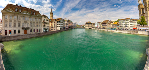 Zurich. Panoramic view of the city on a sunny day.