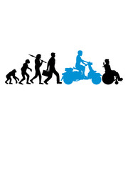 rollstuhl unfall evolution lustig biker motorrad cool fahrzeug motor scooter clipart elektro roller spaß symbol fahren design schnell rasen liebe hobby