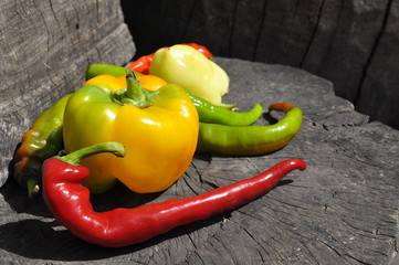 Mexican hot chili peppers colorful mix 