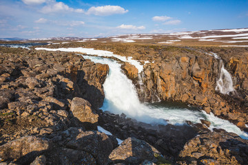 Waterfall on Hikikal River, Putorana Plateau. Russia