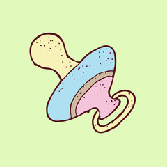 digitally drawn illustration baby pacifier design. hand drawing style