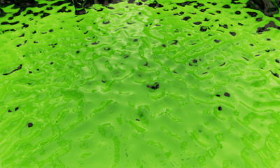3d render. Liquid paint splashing crown, abstract green (green-yellow, acid green) liquid splash isolated on white background.