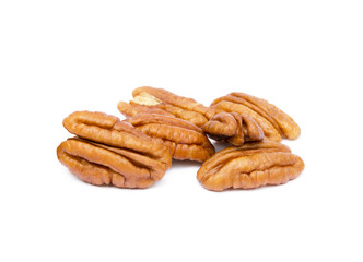 Fresh pecan nuts isolated on a white background