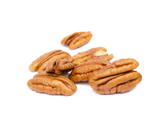 Fresh pecan nuts isolated on a white background