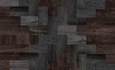 Wood texture for background. Dark parquet floor with abstract pattern.	