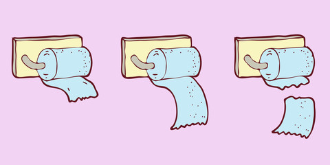 digitally drawn illustration toilet paper design. hand drawing style