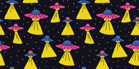 Childish seamless pattern with hand drawn space