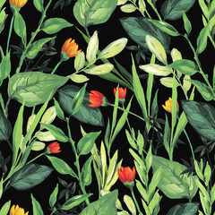 Floral seamless pattern. Handmade acrylic.