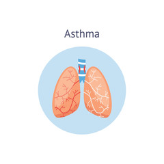 Medical icon of human asthma with lungs.