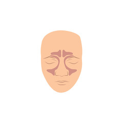 Paranasal sinuses on a male face's side view scheme isolated vector illustration.