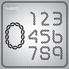 Modern set of number template, design the rope to be a alphabet,