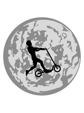 nacht mond fliegen elektroroller clipart elektro roller spa&szlig; tretroller kinder spielzeug symbol fahren motorrad cool design schnell rasen liebe hobby fahrzeug logo kaufen