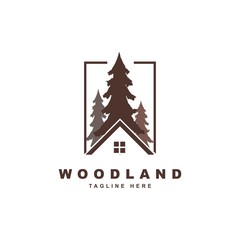 wood with roof of house logo design vector template.Creative wood house illustration symbol	