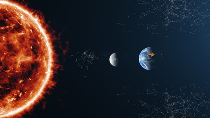 Sun Earth And Moon Plexus Background