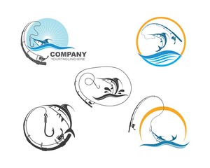 fishing logo icon badge vector illustration