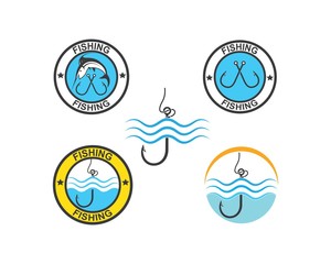 fishing logo icon badge vector illustration