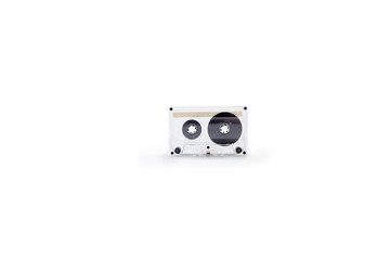 Transparent tape cassette on white background