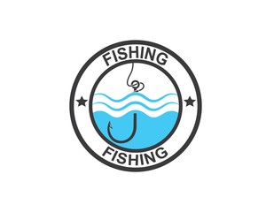 hook  logo icon of fishing vector illustration