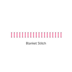 Blanket stitch - textile sewing seam in geometric row for embroidery themed border or pattern