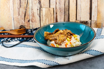Traditional Home made Chinese cuisine pork rice