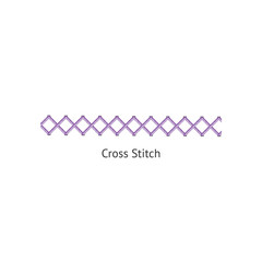Cross stitch, type of sewing and embroidery on the fabric thread.