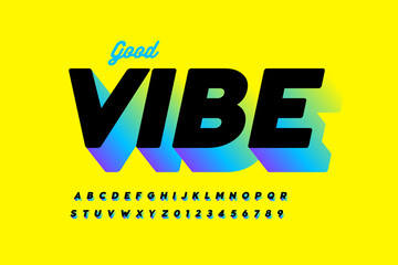 Bright style font design, alphabet letters and numbers