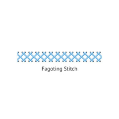 Blue fagoting stitch for textile sewing and embroidery