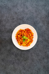 tasty penne with Meat ball and tomato sauce