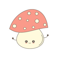 cute cartoon character mushroom vector illustration isolated on white background