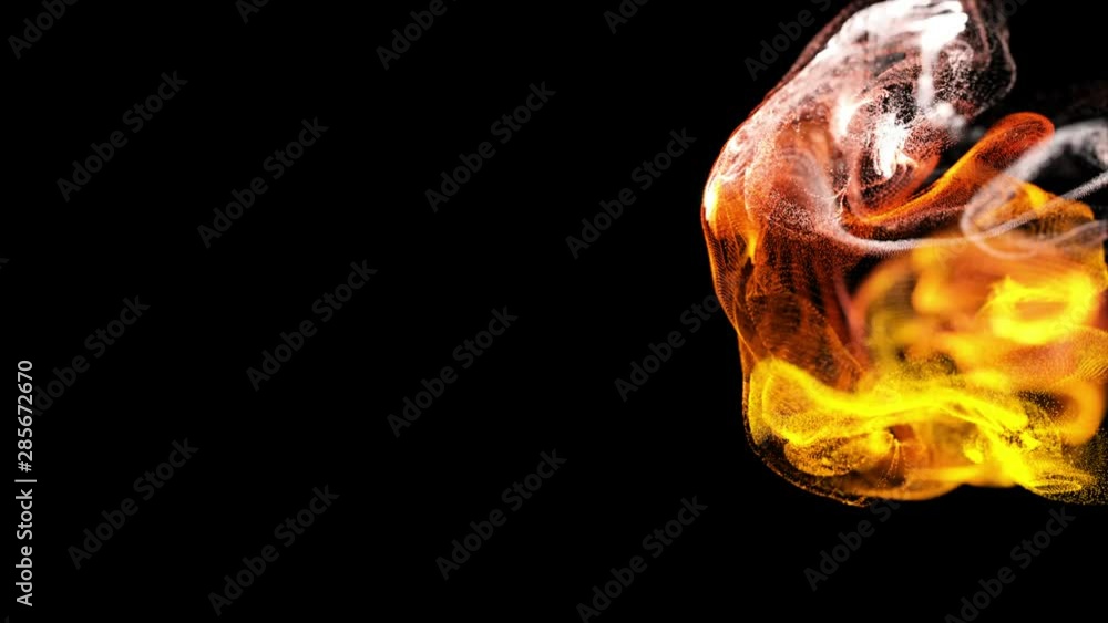 Poster 3d ink effect of advection, luminous particles float in liquid. glow particles move in a stream of l