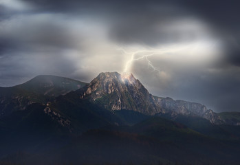 Large thunderstorm in Polish Mountains - obrazy, fototapety, plakaty