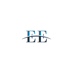 Fototapeta premium Initial letter EE, overlapping movement swoosh horizon logo company design inspiration in blue and gray color vector