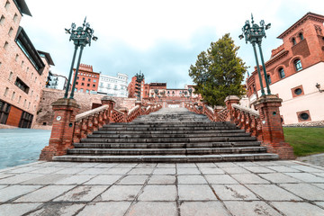 Fototapeta na wymiar Escalinata Staircase Monument - Aragon’s Mudejar architecture, Teruel, Spain, Apr.2019