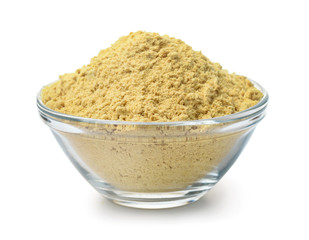 Glass bowl of mustard powder