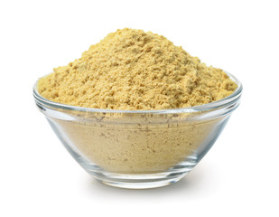 Glass bowl of mustard powder