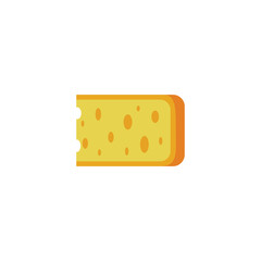 Cartoon block of yellow cheese isolated on white background