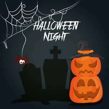 happy halloween scary night cartoon