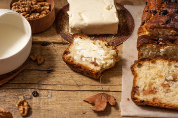 Barmbrack or bairin breac is a traditional Irish sweet yeast bread with grapes and raisins, often eaten with afternoon tea butter and traditionally served on Halloween.