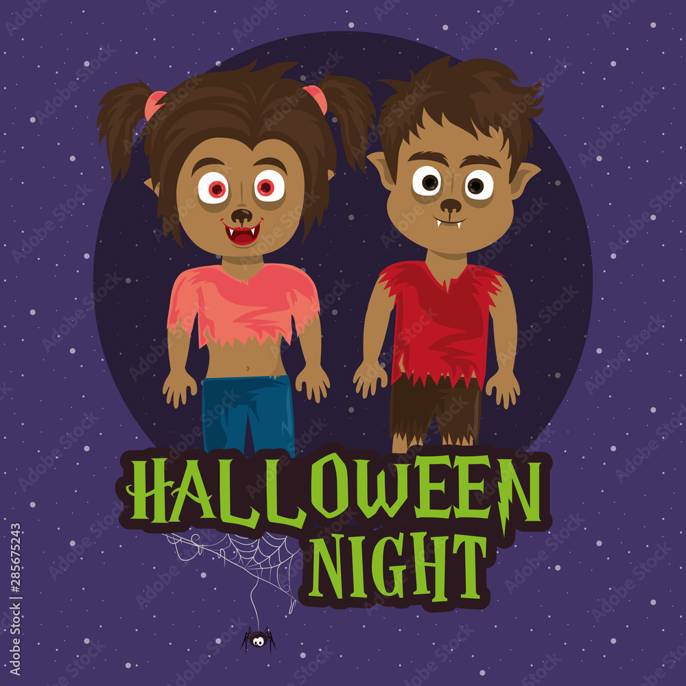 Poster happy halloween scary night cartoon