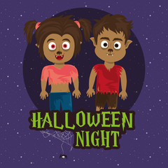 happy halloween scary night cartoon