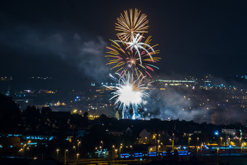 fireworks over the city